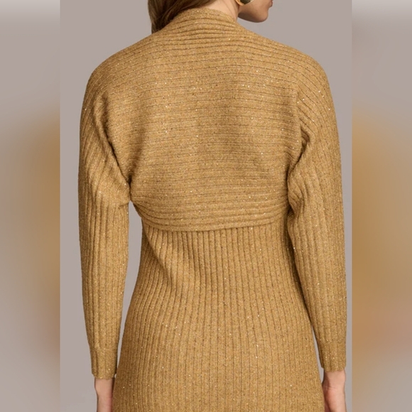 Glam Baddie Sexy XL Holiday Gold Knit Sequin Sparkle Cocktail Stretch Dress New - Picture 3 of 6